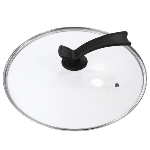 2Pcs Tempered Glass Pot Lid with Black Handle and Steel Edge 1