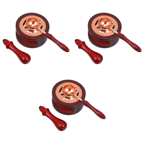 3Sets Wax Smeltstel Hout Warmer En Compact Donkerrood 2