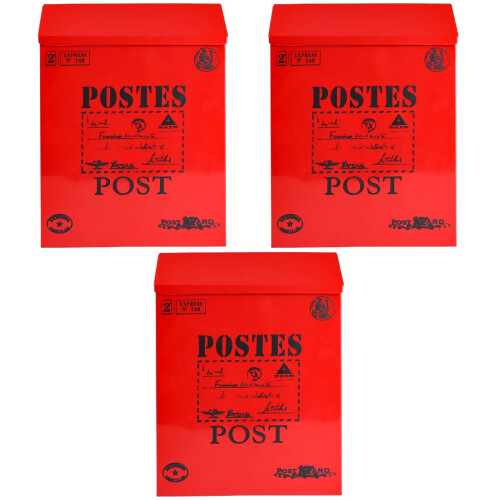 3Pièces À Lettres Rouge En Fer Pour Murs Avec Serrure 1