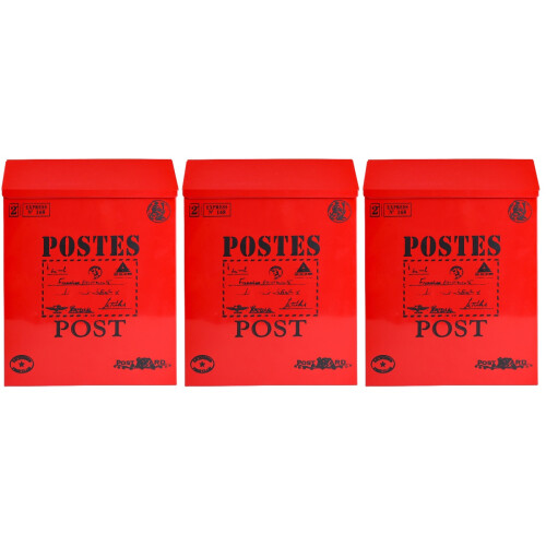 3Pièces À Lettres Rouge En Fer Pour Murs Avec Serrure 2