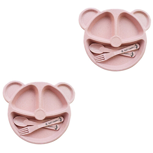 6Pièces Plateaux Rose Durables En De Blé Pour Bébé 2