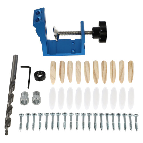 6Pièces Guide De Perçage Oblique Bleu En Aluminium Pour Menuiserie 2