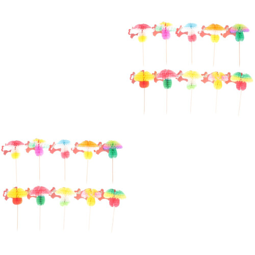 200Pièces Picks Parasol Champignon Multicolores Pour Décor Boissons 1