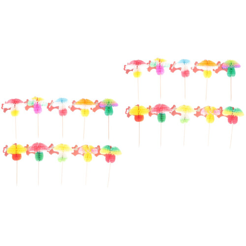 200Pièces Picks Parasol Champignon Multicolores Pour Décor Boissons 2