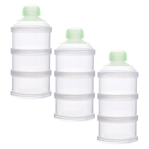 6Pièces Distributeur Lait Poudre 3 Compartiments Séparés Vert Bébé 1