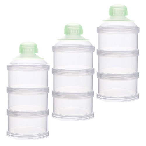 6Pièces Distributeur Lait Poudre 3 Compartiments Séparés Vert Bébé 2