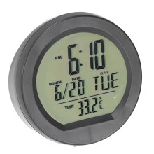 Mini Digital Car Thermometer Clock Solar Powered ABS ABS AG13 2x140mAh