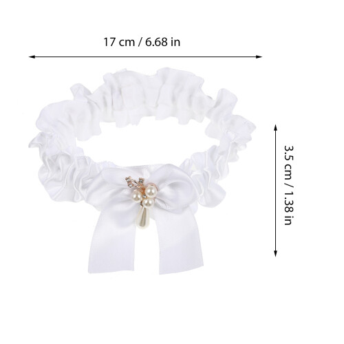 Bowknot Garters Wedding Leg Ornament White 1 Set 1