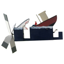 Garden Windmill Decor Seaweed Series Pirate Ship Themed Stars And Stripes Wood Yard Art Farmhouse Style Whirligig For Kids Room
