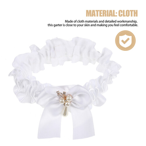 Bowknot Garters Wedding Leg Ornament White 1 Set 2