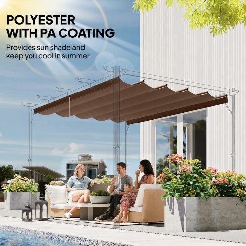 Outsunny Outsunny 3.5x2.6 m Pergola Cover Replacement for 4x3 m Frame, Brown 2