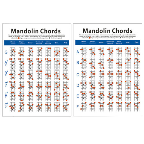 2Pièces Tableau D'exercices Mandoline Durable Pour Apprentissage 1