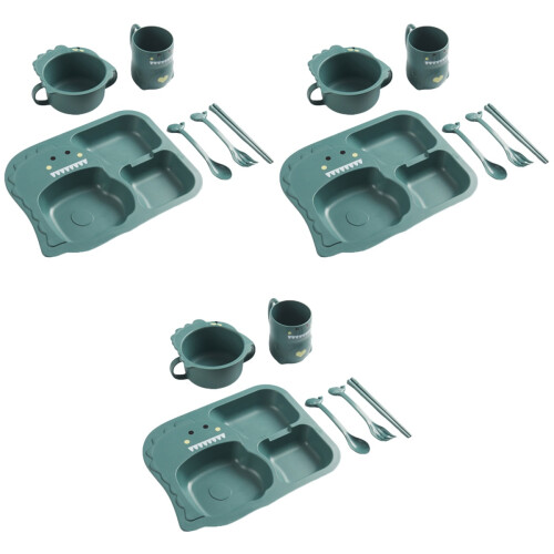 3Sets Baby Set Met Kom Beker En Dino Compartiment 2