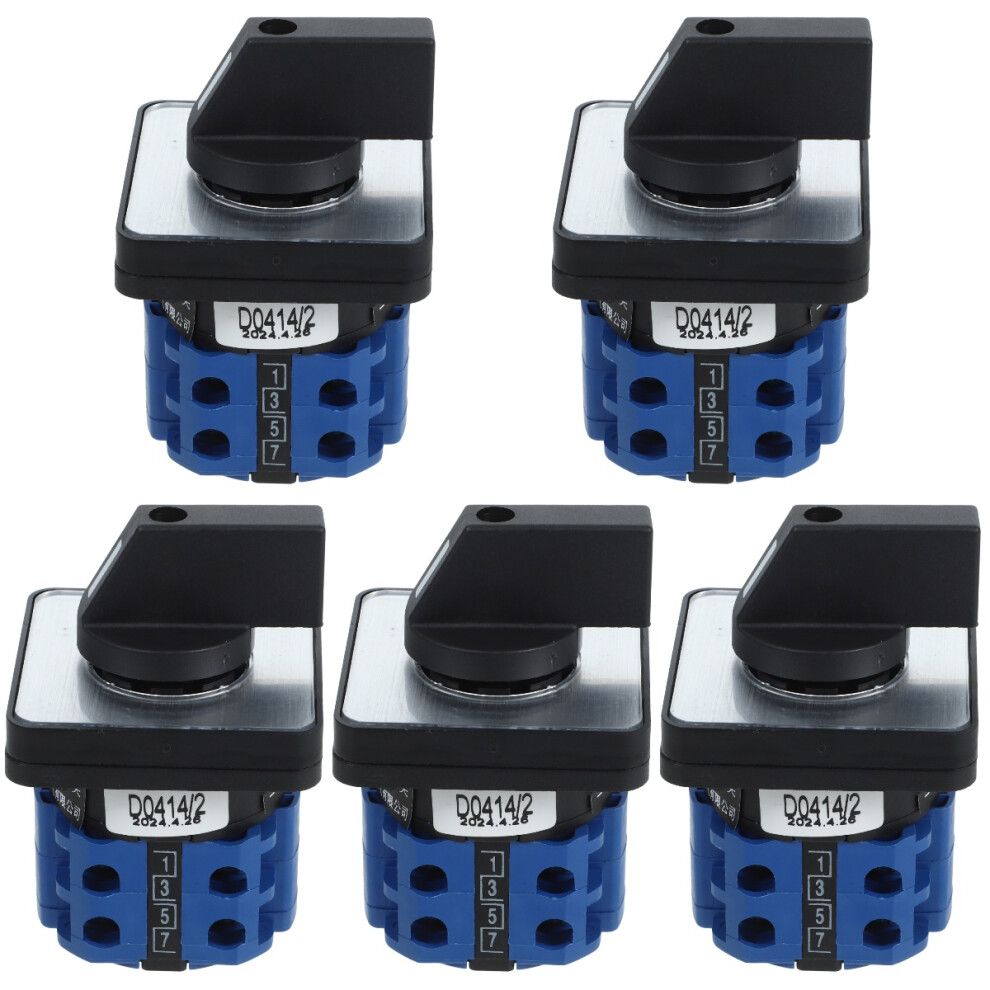 5Pcs Blue Rotary Cam 3-Position Changeover Switch Abs Copper 3713122728277