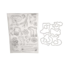 Clear Reusable TPR Embossing Stamp Set for Card Making, 15.6x11cm