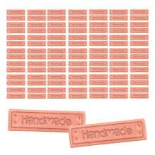100Pcs PU Leather Handmade Labels Tags Embossed Labels Textile Leather Labels for Garment DIY Crafts Sewing Accessories