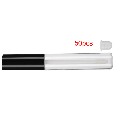 Rubber Insert Design, Exquisite Workmanship for Professional Makeup Artists, 50Pcs Refillable Lip Gloss Containers with Black Cap 2