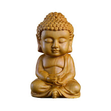 Statues de Bouddha artistiques en bois, guirlande de feuilles d'érable d'automne, statue de Bouddha en bois naturel pour bureau, tableau de bord,