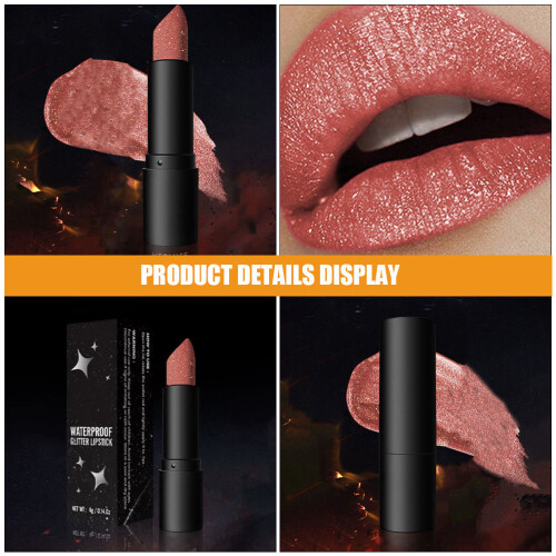 4St Glitter Lippenstift Set Halloween Roségoud Matte Make- 2