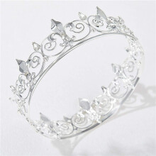 4X Royal King Crown for Men - Metal Prince Crowns and Tiaras, Full Round Birthday Party Hats(Silver)
