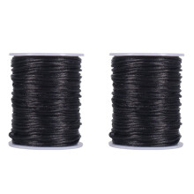 2X Satin Rattail Polyester Cord,295 Feet 2mm Black Beading String for Macrame Bracelets, Jewelry Making, Arts And Crafts