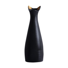 Unique Design Flower Vase Trendy Home Decor Vase Black Ceramic Decoration Handmade Cat Ear Shaped Ceramic Vase For Living Room Bedroom Table Decor