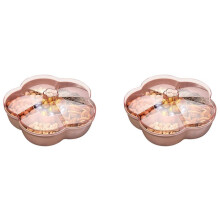 2X Caixa de Armazenamento de Lanches, Bandeja de Lanches em Forma de Flor com Tampa, Caixa de Armazenamento de Doces de Nozes, Recipiente de Frutas