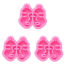 3X Glänzende Mädchen Gesicht Ohrring Form Harz Silikon Form DIY Epoxid Form Dekoration Schlüssel Bund