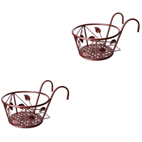 2Pièces Support Pot Fleurs Fer Résistant Pour Jardin 2