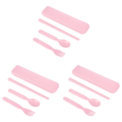 3Sets Tarwestro Kind Bestekset Roze Met Bewaarbox 2