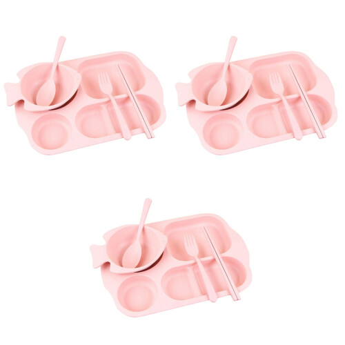 15Pièces Plats Rose Avec Diviseurs En De Blé 2