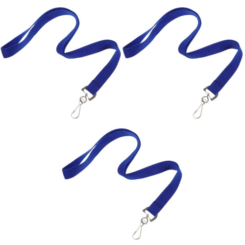 3St Blauwe Multifunctionele Polyester Lanyards Met Badge Houder 2