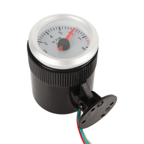 Automotive Gauge With Led Display, 2In52Mm Red Pointer White Dial Abs Plastic Construction Ensures Durability And Precision, Adjustable Bracket 1