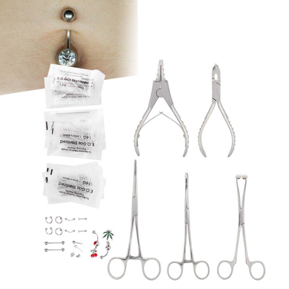 Stainless Steel Eyebrow, Nose & Body Piercing Pliers Tool Kit