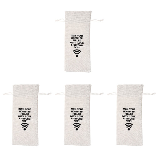 4Pièces À Vin En Lin Beige, Cadeau Robuste À Cordon 2