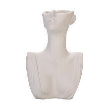 Ceramic Woman Head Vase Contemporary Face Shaped Vase Decorative Home Accent With Modern Artistic Appeal
