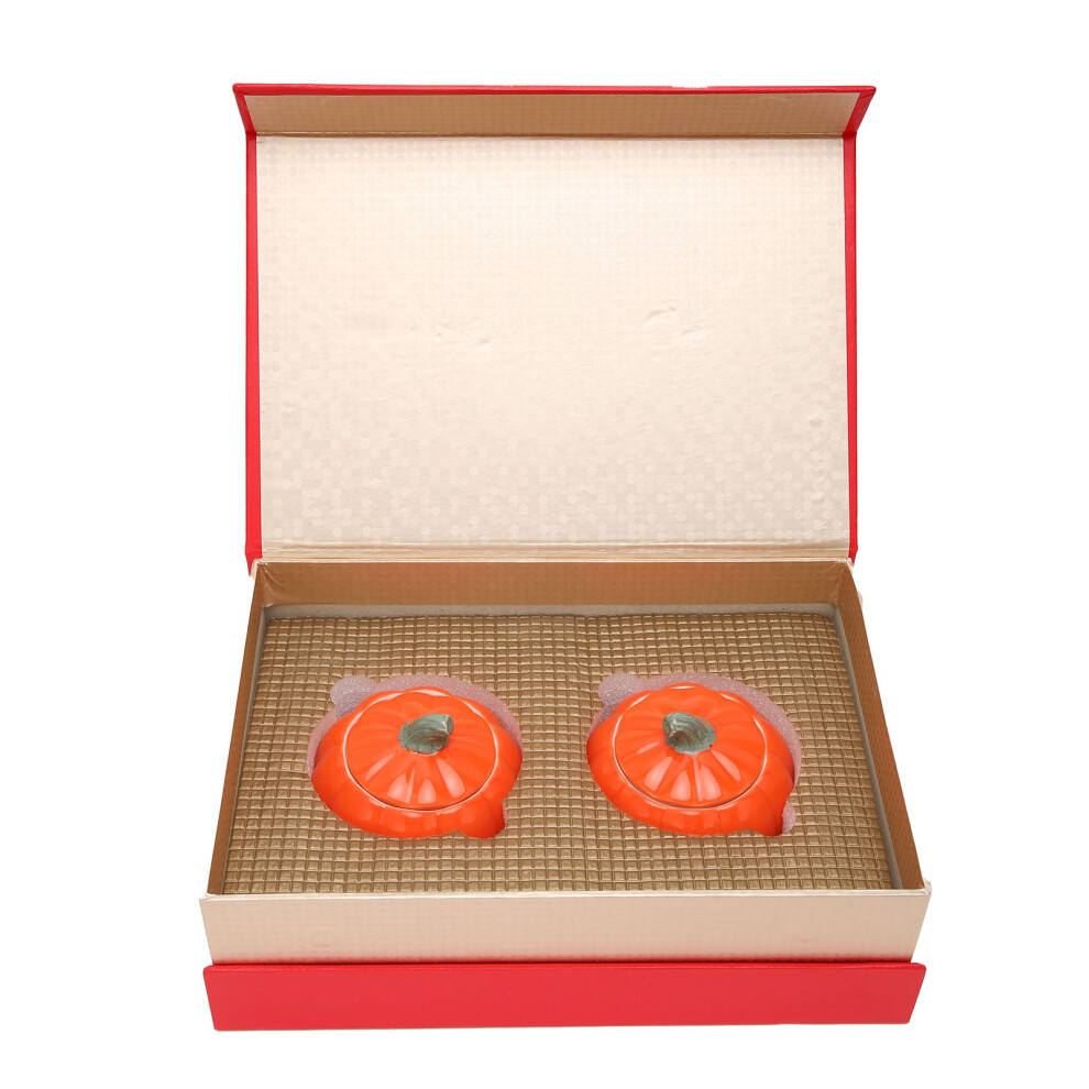 Oven Safe Stoneware Bowls Pumpkin Design Microwave And Dishwasher Compatible Ceramic Food Storage Jars With Lids2pieces Orange 9028731527857
