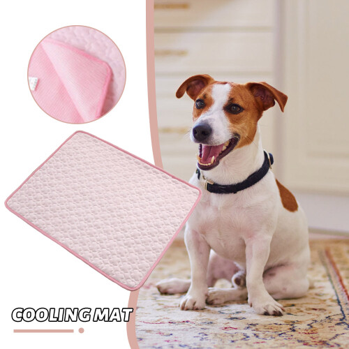 (Grass Pink, S) Soft Pet Mat to Keep Cool Foldable Storage Space-saving for Outdoor Grass 1