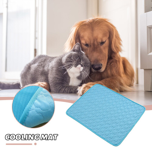 (Grass blue, S) Soft Pet Mat to Keep Cool Foldable Storage Space-saving for Outdoor Grass 2