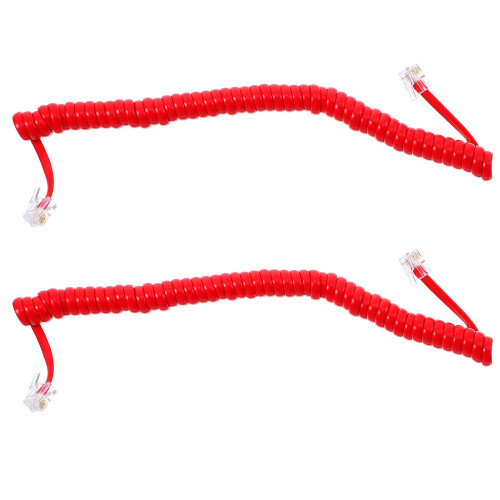 10St Phone Cords Rood Coiled Rubber Flexibele Lengte Aanpassing 1