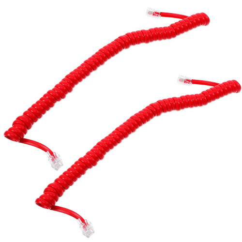 10St Phone Cords Rood Coiled Rubber Flexibele Lengte Aanpassing 2