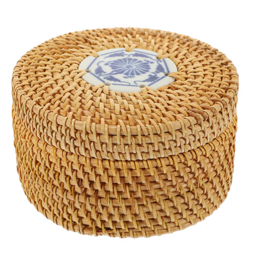 2St Lichtbruine Rieten Snackcontainer Met Keramische Afwerking 1