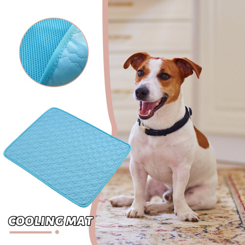 (Grass blue, L) Soft Pet Mat to Keep Cool Foldable Storage Space-saving for Outdoor Grass 2