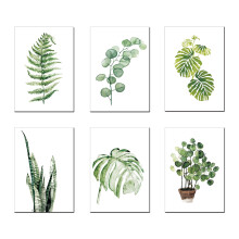 Nordic Style Botanical Canvas Prints, Tropical Leaves Wall Art Unframed Set Of Decorative Posters For Living Room Bedroom Kitchen Bath Home Office