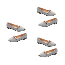 3Pairs Woman Nude Shoes Silver Flat Pearl Pointed Toe Pumps Stylish