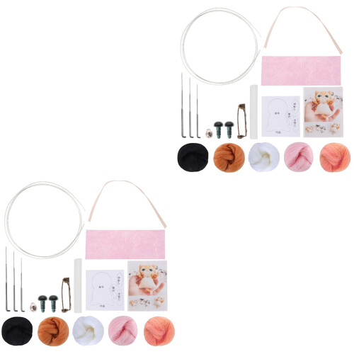 2St Creatieve Kat Broche Kit Wolvilt DIY Materialenpakket 2