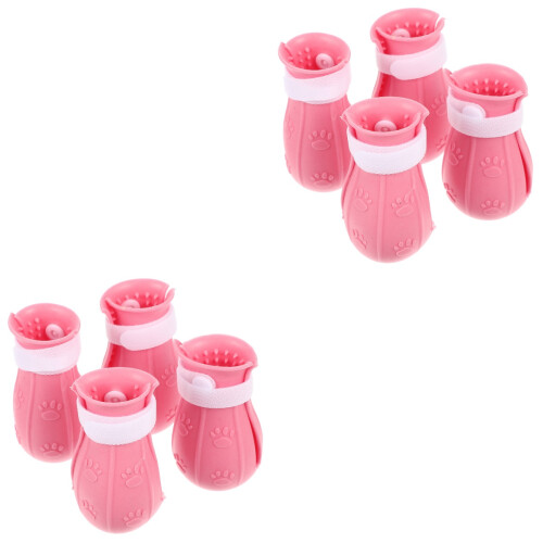 8Pièces Chaussures Roses Anti-Rayures Pour Chats Protection Ajustable 1