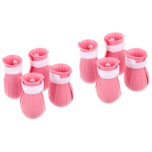 8Pièces Chaussures Roses Anti-Rayures Pour Chats Protection Ajustable 2