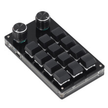 Mechanical Gaming Keypad 12 Keys & 2 Knobs Acrylic USB Compact OSU Keyboard