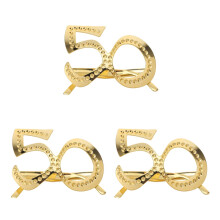 18Stk 50 Jahre Partybrille Gold Kunststoff Bling Fotorequisite